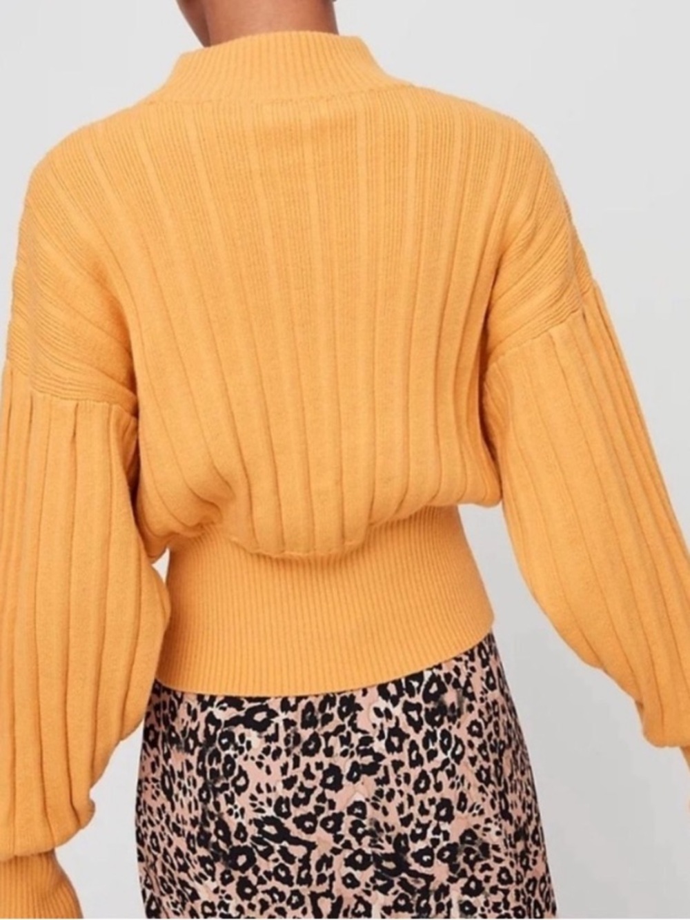 Aritzia Wilfred Icalma Sweater Marino Wool Cotton Mustard Yellow Ribbed Size M - Picture 2 of 11